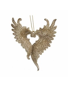 Décorations de Noël Ailes d'ange champagne Plastique Paillettes 12 x 13 x 2,5 cm (24 Unités) 2