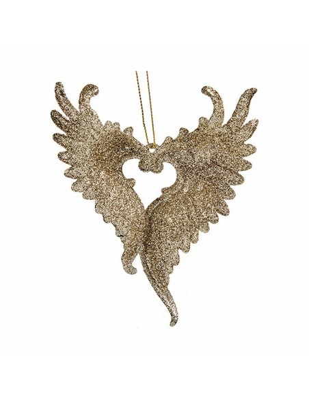 Décorations de Noël Ailes d'ange champagne Plastique Paillettes 12 x 13 x 2,5 cm (24 Unités)
