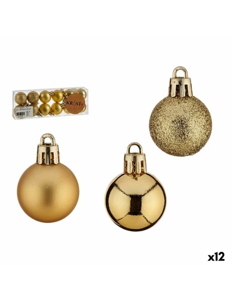 Lot de boules de Noël Doré PVC Ø 3 cm (12 Unités)
