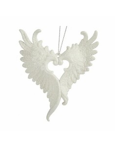 Décorations de Noël Ailes d'ange Blanc Plastique Paillettes 12 x 13 x 2,5 cm (24 Unités) 2