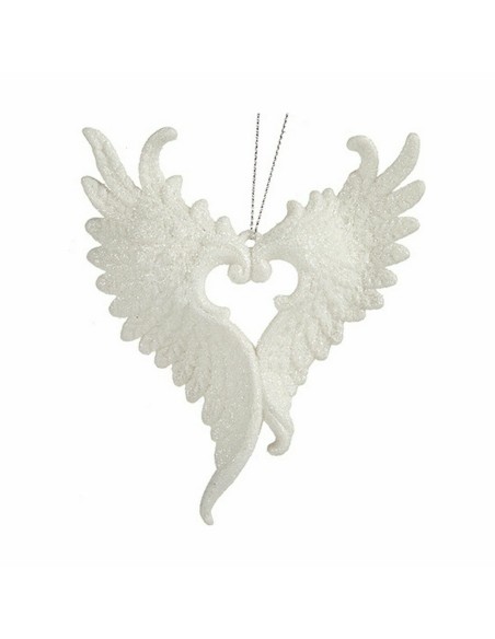 Décorations de Noël Ailes d'ange Blanc Plastique Paillettes 12 x 13 x 2,5 cm (24 Unités)