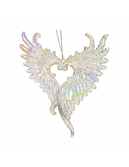 Décorations de Noël Ailes d'ange Nacre noire Plastique Paillettes 12 x 13 x 2,5 cm (24 Unités)