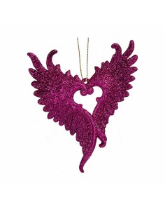 Décorations de Noël Ailes d'ange Fuchsia Plastique Paillettes 12 x 13 x 2,5 cm (24 Unités) 2
