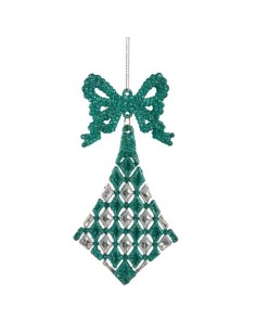 Décorations de Noël Lien Losanges Vert Plastique Paillettes 7,5 x 1 x 15,5 cm (24 Unités) 2
