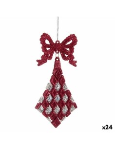 Décorations de Noël Lien Losanges Fuchsia Plastique Paillettes 7,5 x 1 x 15,5 cm (24 Unités)