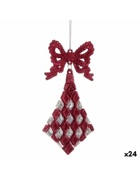 Décorations de Noël Lien Losanges Fuchsia Plastique Paillettes 7,5 x 1 x 15,5 cm (24 Unités)