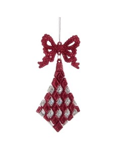 Décorations de Noël Lien Losanges Fuchsia Plastique Paillettes 7,5 x 1 x 15,5 cm (24 Unités) 2