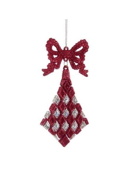 Décorations de Noël Lien Losanges Fuchsia Plastique Paillettes 7,5 x 1 x 15,5 cm (24 Unités)