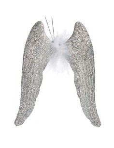 Décorations de Noël Ailes d'ange Argenté Plastique Paillettes 12,5 x 15 x 2,5 cm (24 Unités) 2