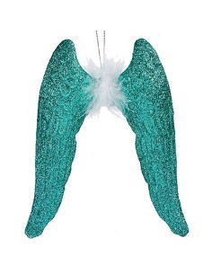 Décorations de Noël Ailes d'ange Vert Plastique Paillettes 12,5 x 15 x 2,5 cm (24 Unités) 2