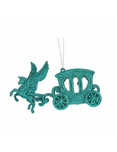 Décorations de Noël Calèche Magique Vert Plastique Paillettes 15 x 8,5 x 4,5 cm (24 Unités) 2