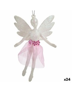 Décorations de Noël Fée Blanc Plastique Paillettes 8 x 12 x 5 cm (24 Unités)