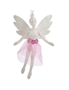 Décorations de Noël Fée Blanc Plastique Paillettes 8 x 12 x 5 cm (24 Unités) 2