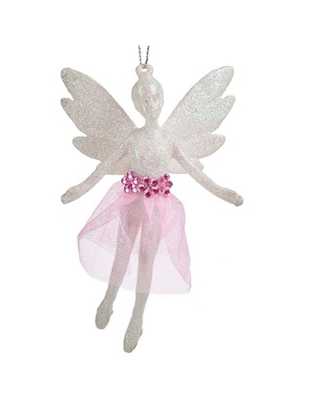 Décorations de Noël Fée Blanc Plastique Paillettes 8 x 12 x 5 cm (24 Unités)