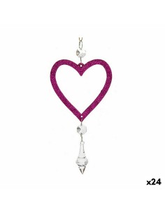Décorations de Noël Fuchsia Plastique Paillettes 9 x 16 x 2 cm (24 Unités)
