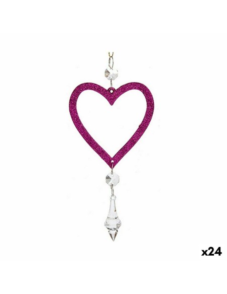 Décorations de Noël Fuchsia Plastique Paillettes 9 x 16 x 2 cm (24 Unités)