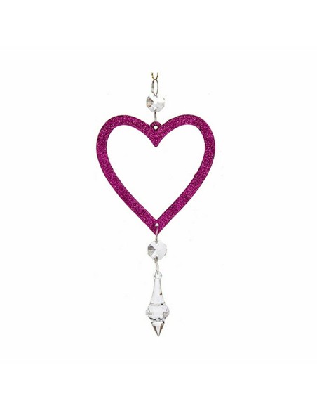 Décorations de Noël Fuchsia Plastique Paillettes 9 x 16 x 2 cm (24 Unités)