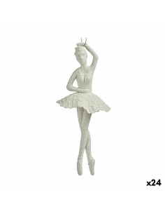 Décorations de Noël Ballerine Blanc Plastique Paillettes 6,7 x 16 x 6,7 cm (24 Unités)