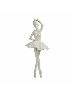 Décorations de Noël Ballerine Blanc Plastique Paillettes 6,7 x 16 x 6,7 cm (24 Unités) 2