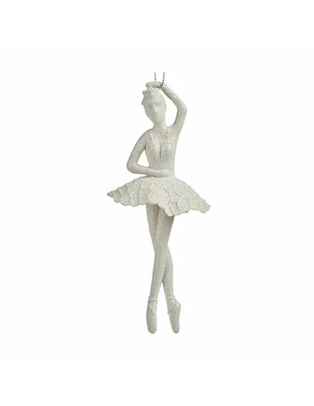 Décorations de Noël Ballerine Blanc Plastique Paillettes 6,7 x 16 x 6,7 cm (24 Unités)