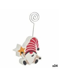 Cadre Photos Multicouleur Gnome Étoile de Noël Métal Bois MDF 8,5 x 15,5 x 2 cm (24 Unités)