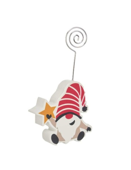 Cadre Photos Multicouleur Gnome Étoile de Noël Métal Bois MDF 8,5 x 15,5 x 2 cm (24 Unités)