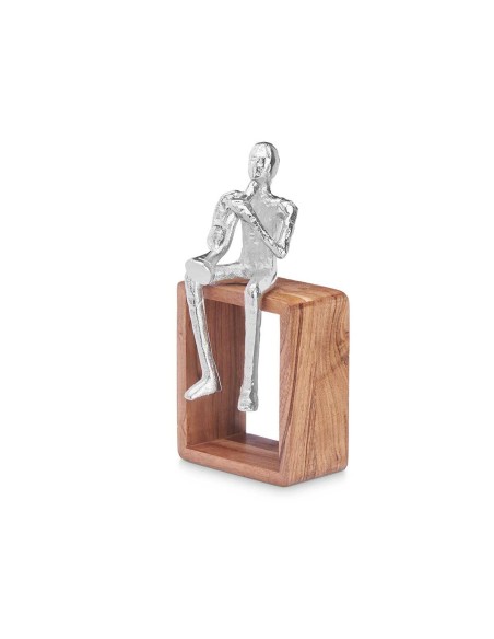 Figurine Décorative Saxophone Argenté Bois Métal 13 x 27 x 13 cm