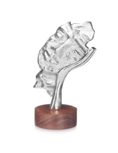 Figurine Décorative Visage Argenté Bois Métal 16,5 x 26,5 x 11 cm 2