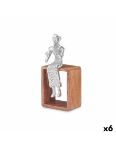 Figurine Décorative Flûte à Bec Argenté Bois Métal 13 x 27 x 13 cm