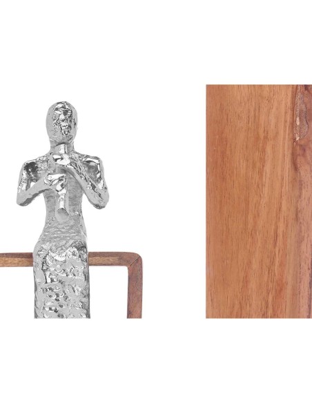 Figurine Décorative Flûte à Bec Argenté Bois Métal 13 x 27 x 13 cm