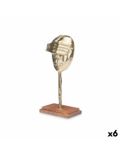 Figurine Décorative Visage Doré Bois Métal 16 x 34 x 10 cm