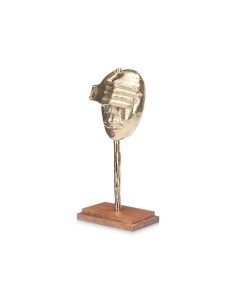 Figurine Décorative Visage Doré Bois Métal 16 x 34 x 10 cm 2