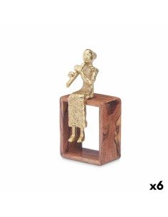 Figurine Décorative Flûte à Bec Marron Bois Métal 13 x 27 x 13 cm