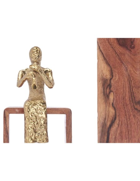 Figurine Décorative Flûte à Bec Marron Bois Métal 13 x 27 x 13 cm