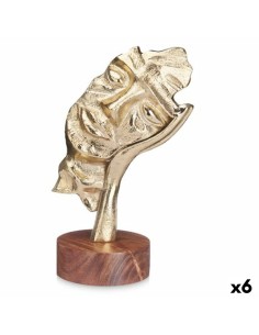 Figurine Décorative Visage Doré Bois Métal 16,5 x 26,5 x 11 cm