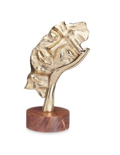 Figurine Décorative Visage Doré Bois Métal 16,5 x 26,5 x 11 cm 2