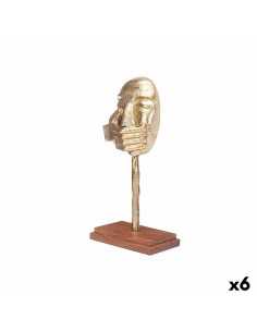 Figurine Décorative Visage Doré Bois Métal 17 x 33,5 x 10 cm