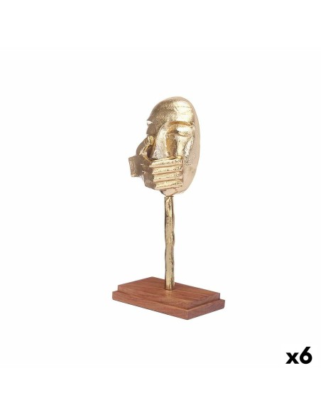 Figurine Décorative Visage Doré Bois Métal 17 x 33,5 x 10 cm