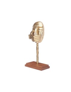 Figurine Décorative Visage Doré Bois Métal 17 x 33,5 x 10 cm 2