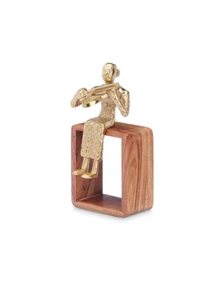 Figurine Décorative Violon Doré Bois Métal 13 x 27 x 13 cm