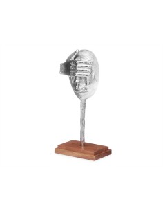 Figurine Décorative Visage Argenté Bois Métal 17 x 33,5 x 10 cm 2