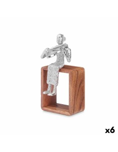Figurine Décorative Violon Argenté Bois Métal 13 x 27 x 13 cm