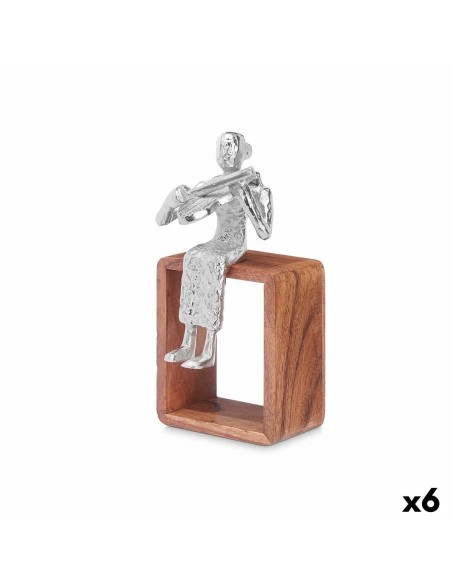 Figurine Décorative Violon Argenté Bois Métal 13 x 27 x 13 cm