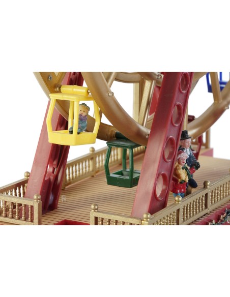 Décorations de Noël DKD Home Decor Roue à eau Rouge Multicouleur Résine Noël 38 x 17 x 49 cm
