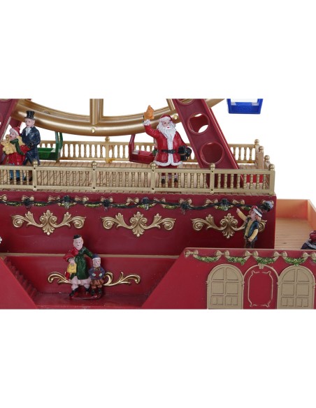 Décorations de Noël DKD Home Decor Roue à eau Rouge Multicouleur Résine Noël 38 x 17 x 49 cm