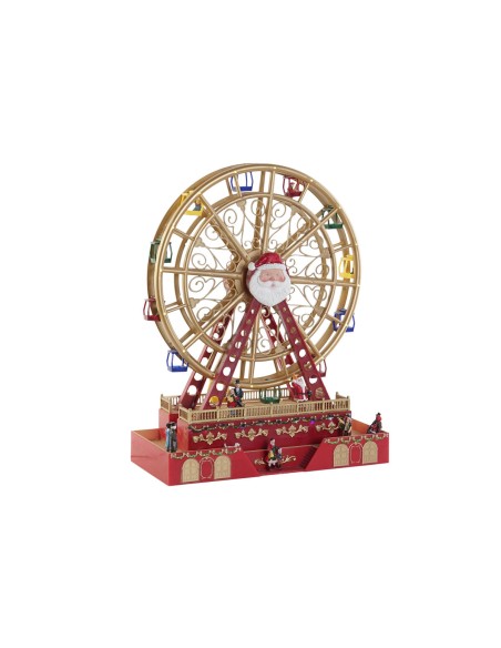 Décorations de Noël DKD Home Decor Roue à eau Rouge Multicouleur Résine Noël 38 x 17 x 49 cm