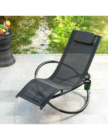 Chaise Longue Pliante à Bascule Orbitale InnovaGoods Noir (Reconditionné A)