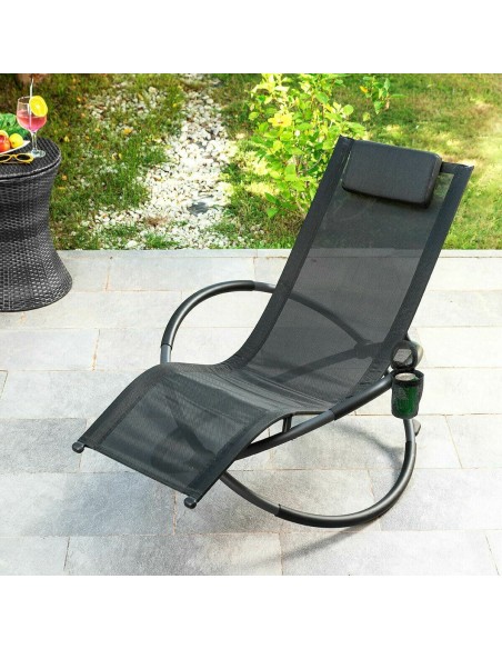 Chaise Longue Pliante à Bascule Orbitale InnovaGoods Noir (Reconditionné A)