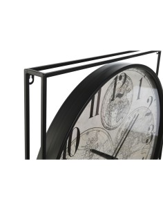 Horloge Murale Home ESPRIT Blanc Noir Métal Bois MDF 62 x 6 x 65 cm (2 Unités) 2