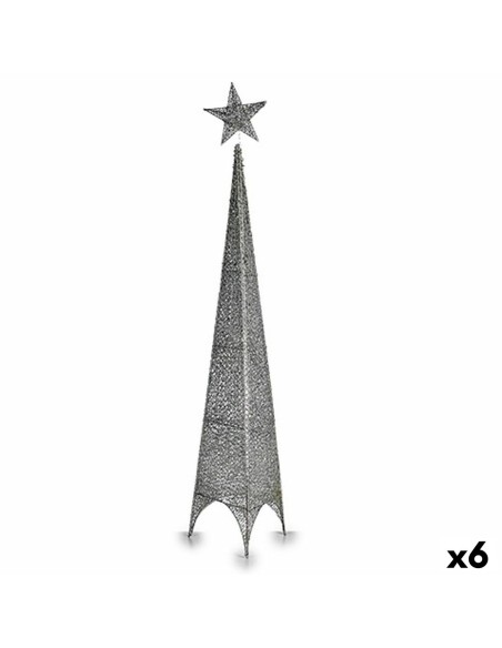 Sapin de Noël Krist+ 00157 Argenté Métal Plastique Étoile Tour 28 x 127 x 28 cm (6 Unités)